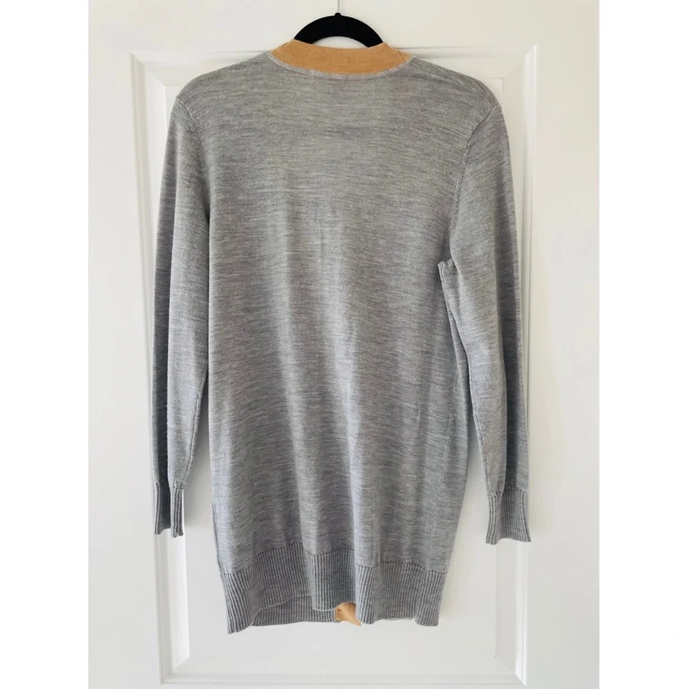 Tory Burch Gray Cardigan with Camel Trim